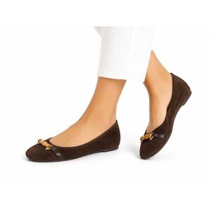 LOFT Vintage Brown Suede Bamboo Bit Slip On Ballet Flats Women's Size 7M